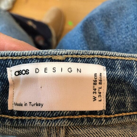 New Asos Design Mens Size 34 x 34 Blue Pockets Boot Cut Denim Jeans - Picture 9 of 10